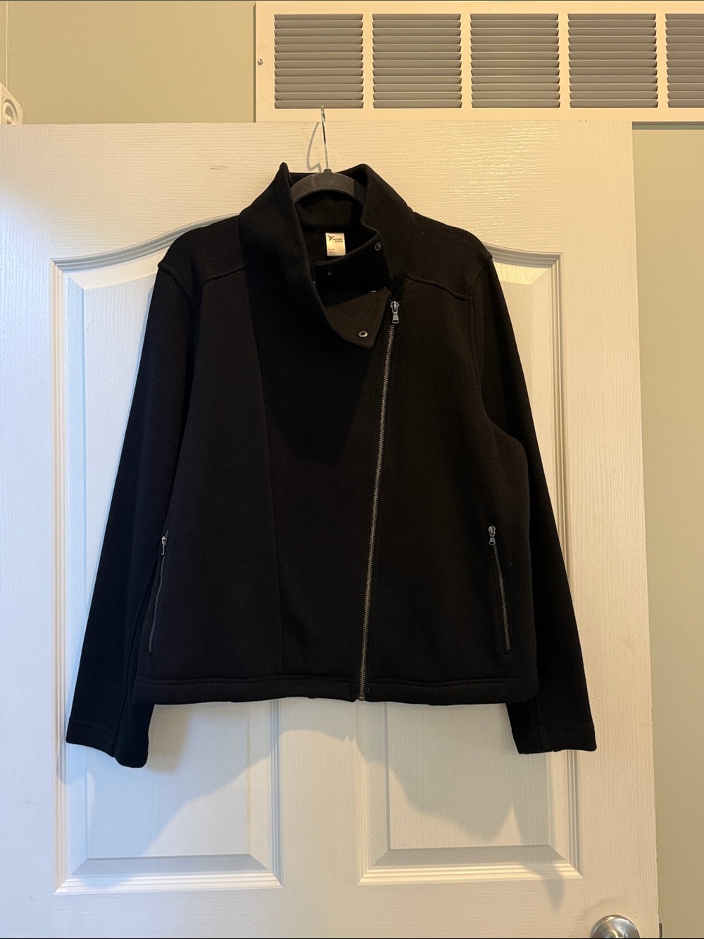 Old Navy Black Asymmetrical Zip Utility Jacket with High Funnel Collar